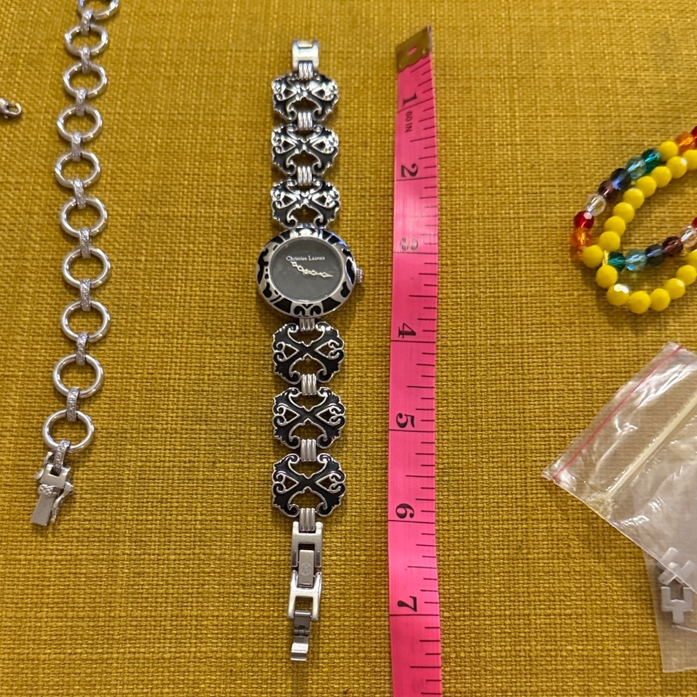 Lacroix Silver and Black Ornate Bracelet Watch